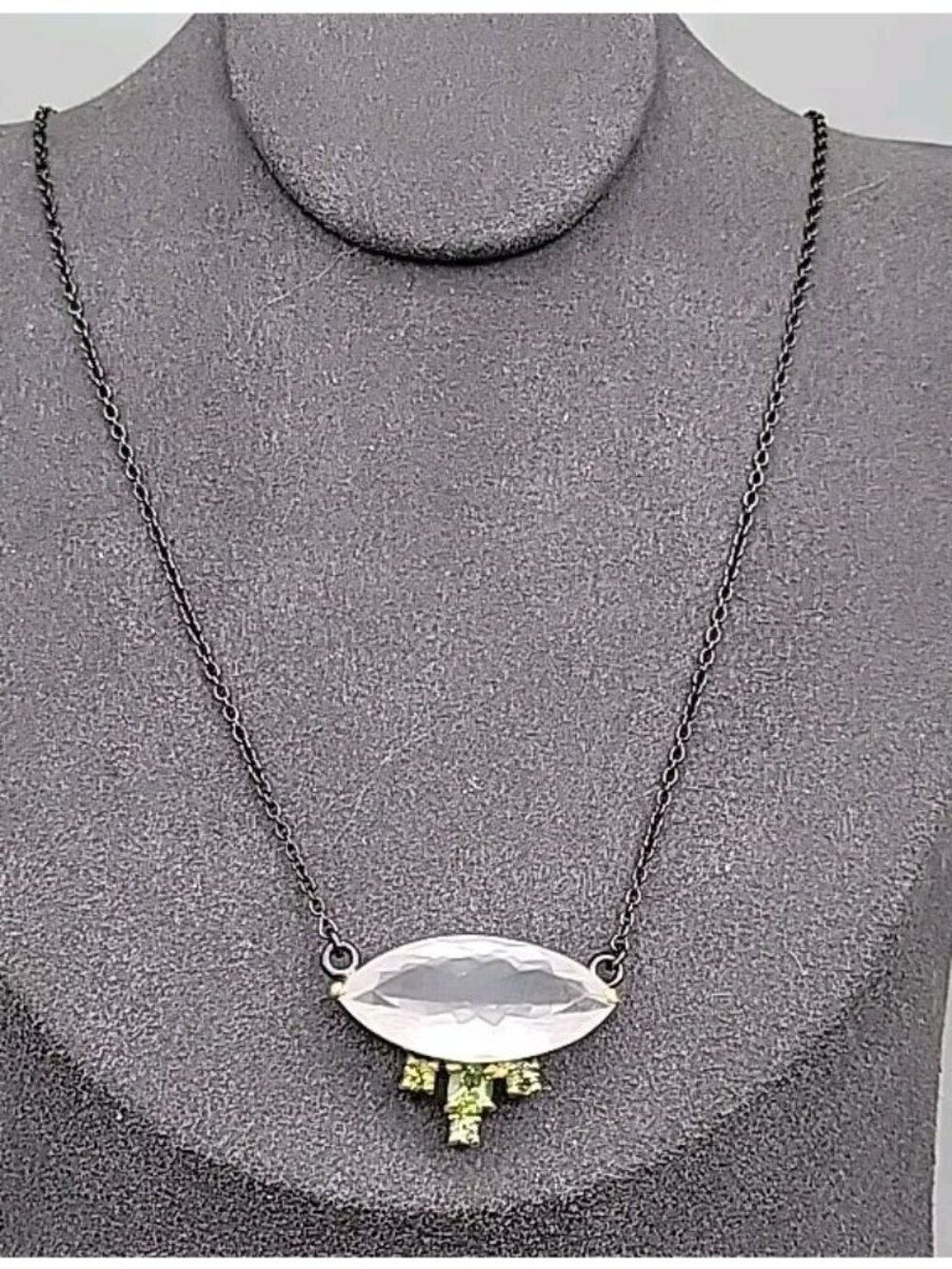 10ct Rose Quartz Peridot Sterling Silver Pendant Necklace 20" 925 Chain Stunning - Picture 9 of 16
